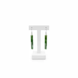 Greenstone Long Rectangle Drop Earrings