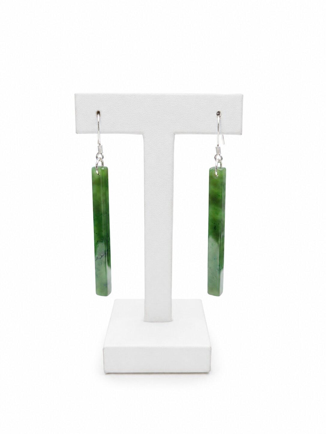 Greenstone Long Rectangle Drop Earrings