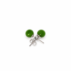 6mm Greenstone Bead Stud Earrings