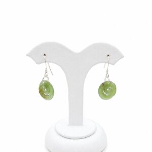 Greenstone Spiral Koru Hook Earrings