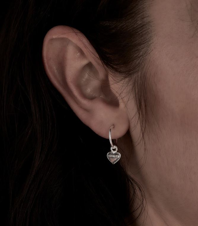 Stolen Girlfriends Club Silver Heart Anchor Sleeper Earrings - Image 2