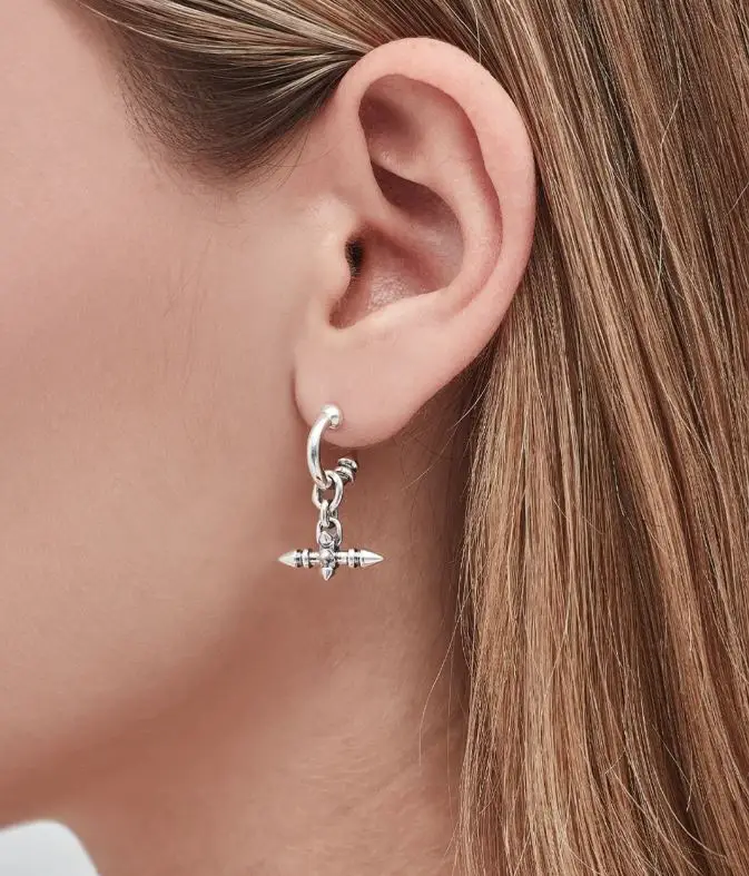 Stolen SS Spiked Fob Earrings - Image 2