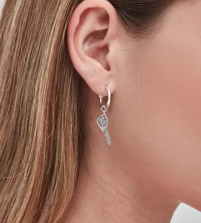 Stolen SS Master Key Huggie Earrings - Image 2