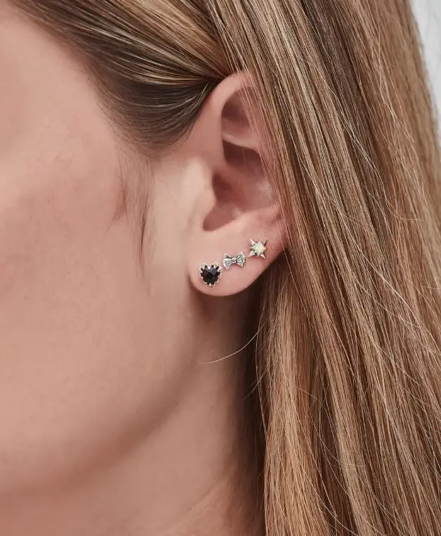 Stolen SS Pierced Bow Stud Earrings - Image 2