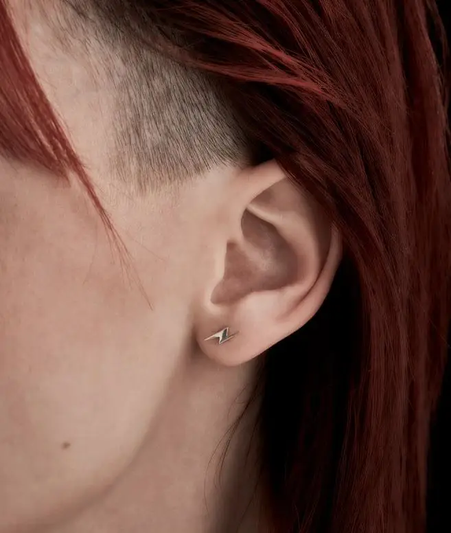 Stolen SS Lightning Bolt Stud Earrings - Image 2