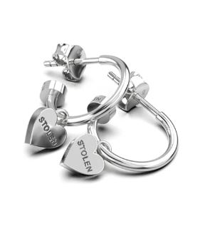 Stolen Girlfriends Club Silver Heart Anchor Sleeper Earrings - Image 3