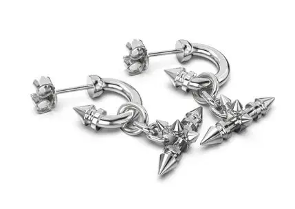 Stolen SS Spiked Fob Earrings - Image 3