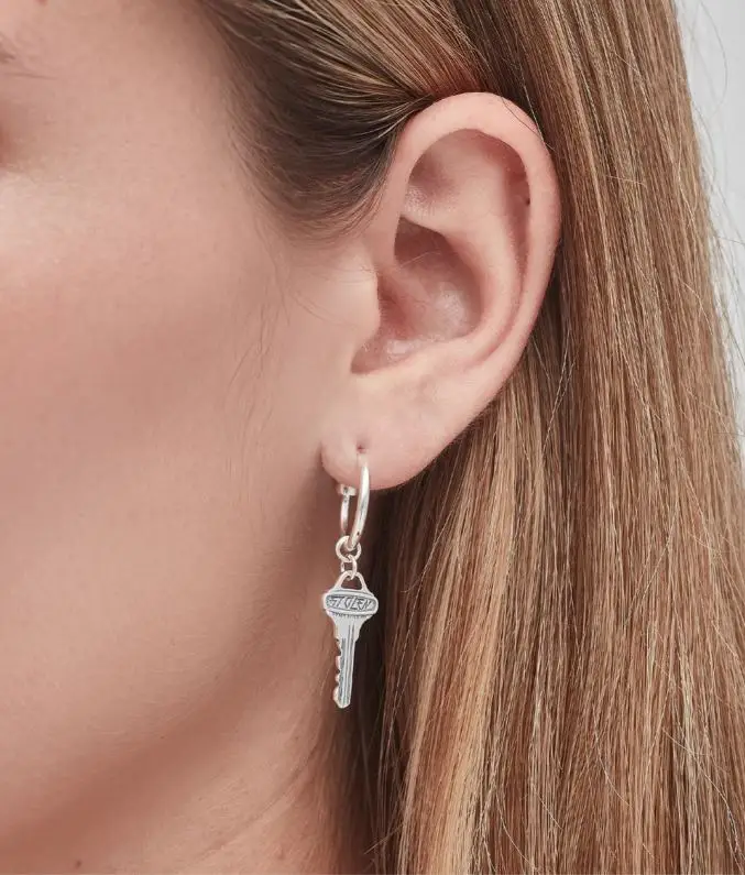 Stolen SS Master Key Huggie Earrings - Image 3