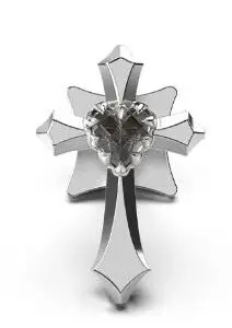 Stolen SS Gothic Cross White Topaz Flat Back Earring