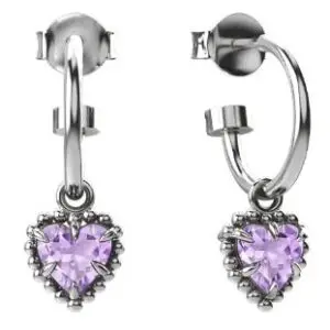 Stolen SS Heart Huggie Earrings – Lavender Crystal
