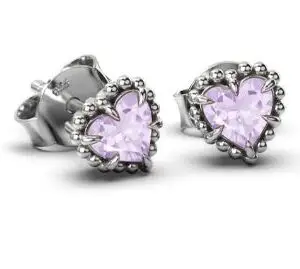 Stolen SS Heart Stud Earrings – Lavender Crystal