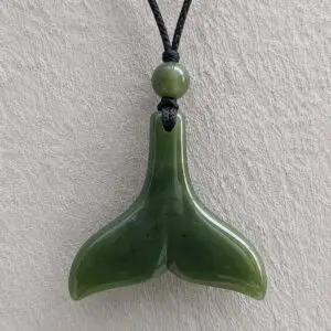 Greenstone Whale Tail Pendant on Cord