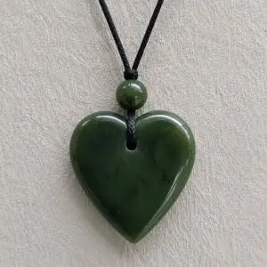 Greenstone Heart Pendant on Cord