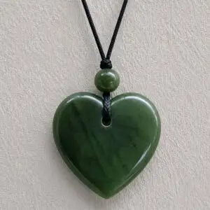 Greenstone Heart 3cm Pendant on Cord