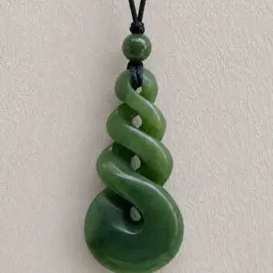 Greenstone Triple Twist 3cm Pendant on Cord