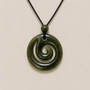 Greenstone Spiral 3cm Pendant on Cord