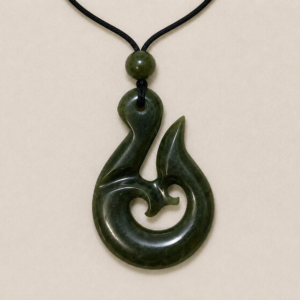 Greenstone Fishhook Pendant on Cord