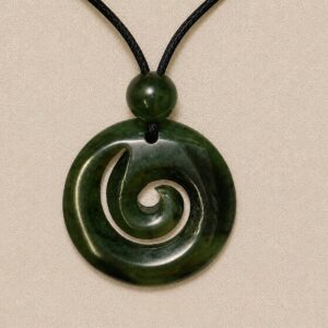 Greenstone Spiral Koru Pendant on Cord