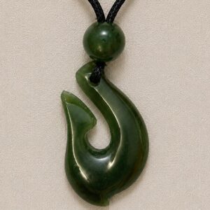 Greenstone Fishhook (Hei Matau) Pendant on Cord