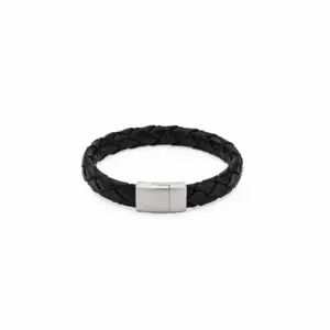 Black Leather & Stainless-Steel Bracelet