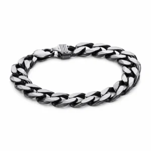 Oxidised Stainless Steel Chunky Curb Bracelet