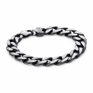 Oxidised Stainless Steel Chunky Curb Bracelet