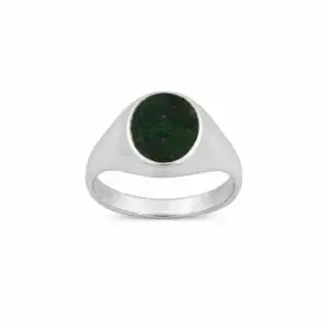 Sterling Silver Oval Onyx Fern Ring