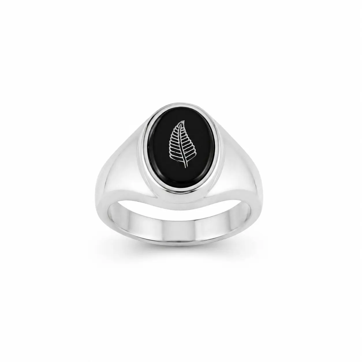 Sterling Silver, Silver Fern Onyx Ring