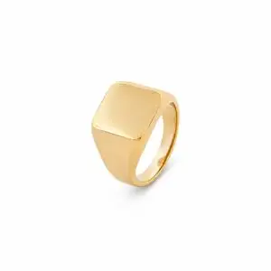 Men's Yellow Gold-Plated Stainless-Steel Signet Ring