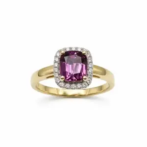 9ct Yellow Gold Garnet & Diamond Ring