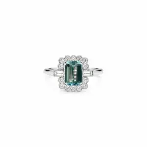 9ct White Gold Aquamarine & Diamond Ring