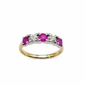 9ct Yellow Gold Ruby & Diamond Ring