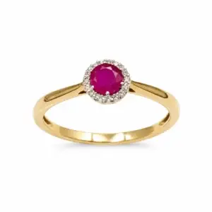 9ct Yellow Gold Ruby & Diamond Ring