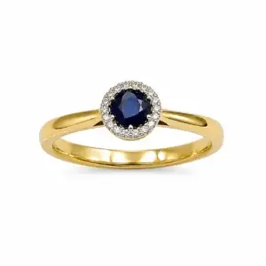 9ct Yellow Gold Sapphire & Diamond Ring