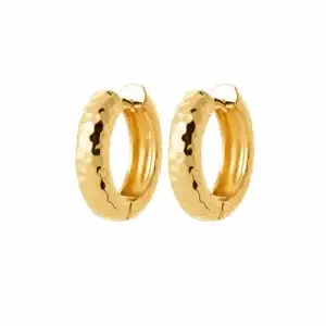 Lilly May - 18ct Yellow Gold Plated Hammered Hoop Earrings