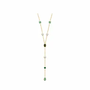 Lilly May - 18ct Yellow Plated CZ Multi Shape Drop Necklace