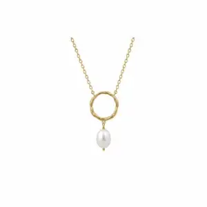 Lilly May - Textured Circle Pearl Drop Necklace