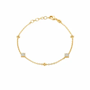 Lilly May - 18ct Yellow Gold Plated CZ & Bead Bracelet