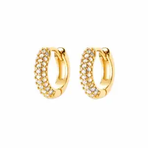 Lilly May - 18ct Yellow Gold Plated CZ Pave Hoop Earrings