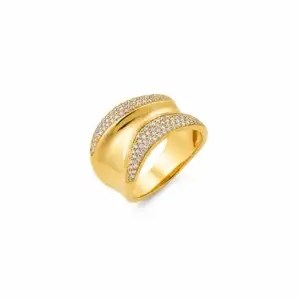 Lilly May 18ct Yellow Gold Plated Curve Pave Set Ring