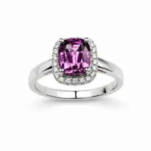 9ct White Gold Garnet & Diamond Ring