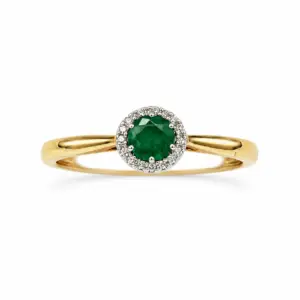 9ct Yellow Gold Emerald & Diamond Ring