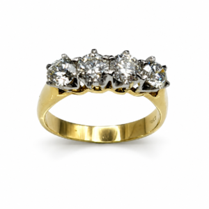 18ct Yellow Gold 4 Diamond Ring