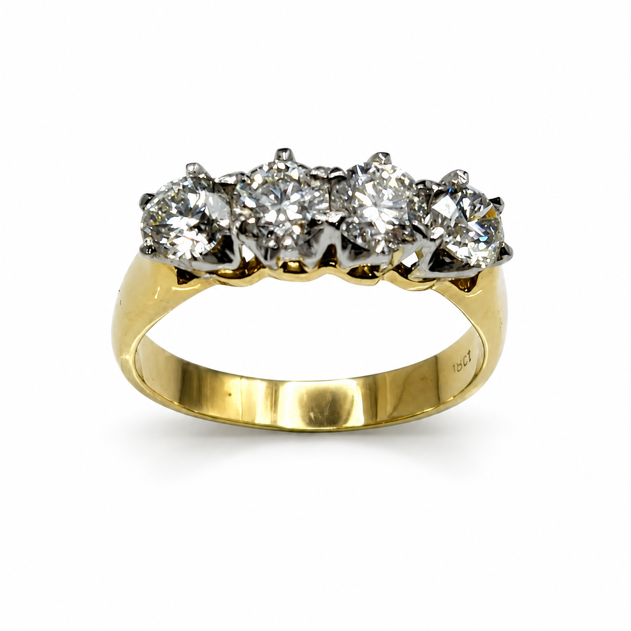 18ct Yellow Gold 4 Diamond Ring
