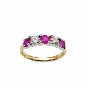 9ct Yellow Gold Ruby & Diamond Ring