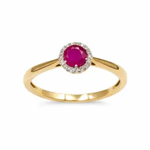9ct Yellow Gold Ruby & Diamond Ring