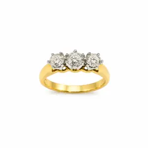 18ct Yellow Gold & Platinum 3 Diamond Ring
