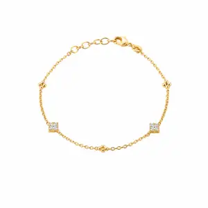 Lilly May - 18ct Yellow Gold Plated CZ & Bead Bracelet
