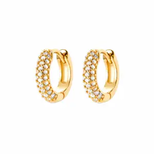 Lilly May - 18ct Yellow Gold Plated CZ Pave Hoop Earrings