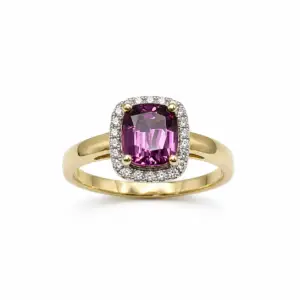 9ct Yellow Gold Garnet & Diamond Ring